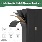 Bathroom Storage Cabinet Freestanding, 61" Tall Metal Cabinets with Doors and Shelves, Black Kitchen Pantry Cabinet, Utility Metal Locker Storage Cabinet for Garage, Home Office