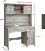 Vabches Farmhouse 47" Executive Desk, Computer Desk with Drawers and Storage Cabinet, Workstation with Hutch for Home Office
