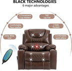 Power Lift Recliner Chair Sofa with Massage and Heat for Big and Tall Elderly,Infinite Positions,Single Motor,Cup Holders,and USB Ports,Faux Leather Home Theater Seat