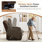ANJ Power Lift Recliner Chair with Massage and Heat, PU Leather Overstuffed Electric Lift Chair for Elderly, Oversized Single Sofa Recliner with Side Pockets, Remote Control(Brown)