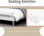AGARTT Upholstered Platform Bed Frame Queen Size with Headboard and Footboard/Wooden Slats Support/No Box Spring Needed/Easy Assembly,White Linen
