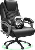 Vogue Furniture Direct Big and Tall Office Chair 500lbs, Heavy Duty High Back PU Leather Desk Chair, Adjustable Height Rolling Wheels Computer Chair for Home Office Work (Black)