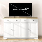 HOMCOM Sideboard Buffet Cabinet with Storage, 55" Modern Kitchen Cabinet with 4 Doors, 2 Drawers and 2 Adjustable Shelves, Coffee Bar, White
