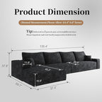 135.4'' Oversized Cloud Sofa Sectional Couch, Boneless Couch with L-Shape Chaise, Upholstered Compression Modular Sectional Sofa for Living Room, No Assembly Required (Black, Left Facing Chaise)
