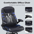 Ergonomic Executive Office Chair for Big & Tall - 500lbs Capacity with Lumbar Support & Flip-Up Armrests, Heavy Duty PU Leather Computer Desk Chair, Black