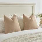 FUTEI Khaki Decorative Throw Pillow Covers 18x18 Inch Set of 2,Soft Cozy Wheat Ear Striped Patterns Cushion Cases,Modern Home Decor for Couch Bed Living Room