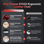 EMIAH Ergonomic Office Chair with Foot Rest Electric Reclining Office Chair with Adjustable Headrest, 8D Coordinated Armrests High Back Computer Chair with Lumbar Support（Red）