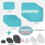NICESOUL 7 Piece XL Large Modern Outdoor Furniture Sofa Set, 29.3'' High Back Wicker Patio Modular Sectional with Tables, All-Weather Deep Conversations for Backyard, 2 Color Cushion Turquoise & Gray
