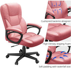 Furmax Office Executive Chair High Back Adjustable Managerial Home Desk Chair,Swivel Computer PU Leather Chair with Lumbar Support (Pink)
