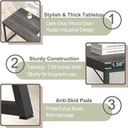 FOLUBAN Home Office Desk, Industrial Vintage Computer Desks, Rustic Wood and Metal Study Writing Table, Simple Work Gaming PC Desk for Bedroom Living Room, Dark Gray 47 Inch