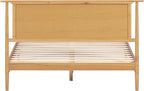 NTC Ruby Wooden Bed Frame with Headboard and Natural Rattan, Solid Oak/Rubber Wood Foundation with Silent Slats, 1000 Lb Capacity, Effortless Assembly (Natural Cane - Rustic Oak, Queen)
