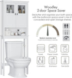 Spirich Bathroom Cabinet Over Toilet, Bathroom Storage Cabinet with Glass Doors and Adjustable Shelves, Over The Toilet Storage Cabinet, White