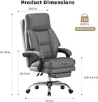 Home Office Desk Chair, 90°-160° Reclining, High Back Executive OfficeChair 400LBS with Footrest, Ergonomic Scratch-Resistant Faux Leather Computer Gaming Chair with Lumbar Support