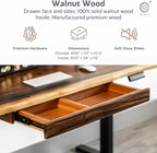 Solid Walnut Wood Computer Desk with Drawer– Live Edge Wooden Home Office Desks with Sturdy Metal Legs – Handmade Real Wood Table for Work, Study, or Gaming - 60” x 27”