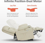 MCombo Dual Motor Power Lift Recliner Chair for Elderly, Lay Flat Lift Chair with Heat and Massage, Cup Holders, USB Ports, Faux Leather 7890 (Cream White, Medium)