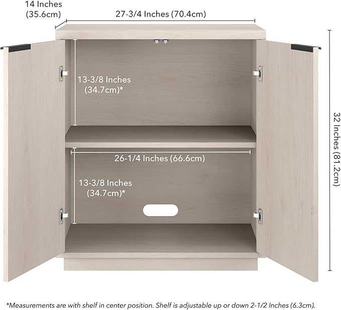 Henn&Hart 28" Fluted Wooden Accent Cabinet, Modern Ribbed Sideboard Buffet Cabinet with 2 Doors and an Adjustable Shelf for Living Room, Dining Room, Bedroom or Entryway, Alder White