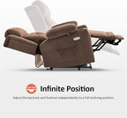 MCombo Small Triple Motor Power Lift Recliner Chair with Massage and Heat for Petite Elderly People, Adjustable Headrest, Infinite Position, USB Ports, Fabric 7664 (Brown, Small)