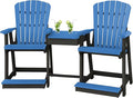 DutchCrafters Plastic Poly Outdoor Bistro Set with 2 Chairs and Attached Center Table, 3 Piece Patio Furniture Set - Amish Made in USA (Black & Blue)