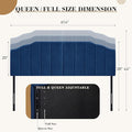 Upholstered Headboard Adjustable Height Queen/King Headboard Cream Velvet Tufted Modern Vertical Channel Design with Stepped Silhouette Top Edge(Blue Queen)