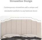 Queen Size Headboard Only, Linen Wall Mounted Headboard Queen/Full Size for Adjustable Bed, Modern Vertical Channel Design with Curved Tufted Upholstered Head Board, Beige