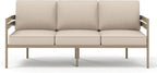 Metal Frame Outdoor Patio Sofa with Cushion, Wood-Like Patio Couch for Deck Balcony Front Porch