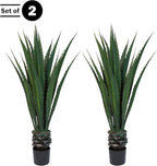 Pure Garden Set of 2 Giant Agave Faux Plants - 52-Inch Fake Succulents with Pots - Artificial Trees Blend Southwestern Style with Modern Home Decor