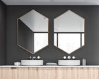 Kate and Laurel McNeer Modern Wall Mirror, 31 x 22, Bronze, Geometric Hexagon Mirror for Wall