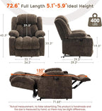 ABCASA Large Dual Motor Lay Flat Power Lift Recliners Chair for Elderly with Heat ＆ Massage, Comfortable Chenille Recliner, USB-A ＆ C, Cup Holder, Side Pocket, Brown