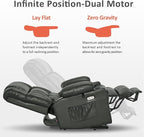 MCombo Dual Motor Large Power Lift Recliner Chair for Elderly, Lay Flat Lift Chair with Heat and Massage, Big Lift Recliner for Tall People, Faux Leather 7896 (Grey, Large)