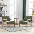 ANJ ANJHOME Mid Century Modern Accent Chairs Set of 2, Comfy Fabric Reading Chair with Solid Wood Frame, Easy Assembly Armchair for Living Room Blackish Green 2