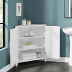 Crosley Furniture Roarke Stackable Corner Pantry Storage Cabinet with Shelves, Kitchen, Dining, Laundry, White