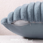 Pallene Faux Fur Plush Throw Pillow Covers 20x20 Set of 2, Luxury Soft Fluffy Striped Decorative Pillow Covers for Sofa, Couch, Living Room, Blue Grey