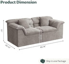 88" Sofa with Deep Seats Oversize, 3 Seater Cloud Couches, Upholstered Corduroy Couch for Living Room Bedroom, No Assembly Required, Light Gray