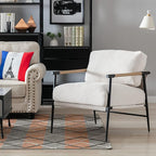 DUOMAY Mid-Century Modern Accent Chairs Set of 2 - Soft Linen Upholstered Lounge Reading Chair for Bedroom - Comfy Lightweight Livinig Room Chairs - Beige