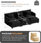 ELUCHANG 116" Luxury Modular Sectional Sofa, Comfy Deep Seat Cloud Couch, Sleeper Sofa Bed, 6 Seat Modern Couch with Removable Cover for Living Room, Apartment, DIY Combination, Chenille Black