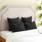 FUTEI Pack of 2 Black Decorative Throw Pillow Covers 26x26 Inch Soft Cozy Solid Boucle Textured Euro Pillow Shams,Modern Home Decor for Couch Bed Living Room