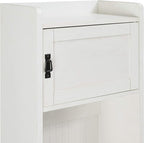 Crosley Furniture Fremont Hall Tree with Storage Cabinets and Coat Rack Hooks for Hanging, Distressed White