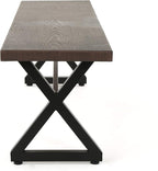 Christopher Knight Home Rolando Outdoor Aluminum Dining Bench with Steel Frame, Brown / Black