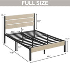 Full Bed Frame with Headboard and Footboard, with Under Bed Storage, All-Metal Support System, No Box Spring Needed, Easy Assembly, Beige