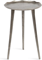 Kate and Laurel Alessia Modern Round Metal Side Table; 15 x 15 x 22; Silver; Decorative Glam Cast Aluminum End Table with Deckled Edge for Bedroom Nightstand or Living Room Accent