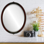 OVALCREST Oval Beveled Wall Mirror for Home Decor - Athena Style - Rosewood - 21" x 17" Outside Dimensions