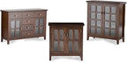 SIMPLIHOME Artisan Buffet - 54 inch Wide Solid Wood 3-Door Sideboard Buffet in Russet Brown, Transitional Storage Cabinet for Dining Room or Kitchen with Adjustable Shelves and Bronze Hardware