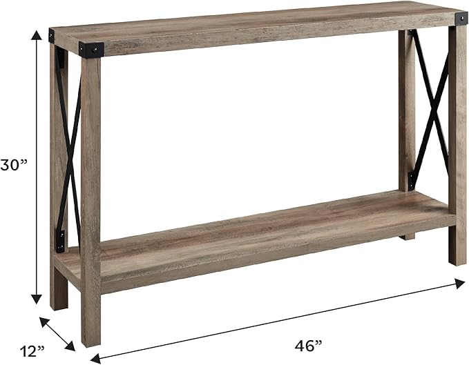 Walker Edison Sedalia Modern Farmhouse Metal X Entry Table, 46 Inch, Grey