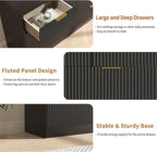 Black Dresser with 7 Drawer - 55” Wide Fluted Dresser for Bedroom with Metal Handle, Chest of Drawer, Wood TV Stand for Bedroom, Living Room, Black