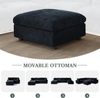 Modular Sectional Sofa, L Shaped Sofa with Ottoman, 78.74" Oversized Loveseat, Plush Deep Seat Sleeper Couches for Living Room, Apartment, Couch Cushion Covers Removable, Black