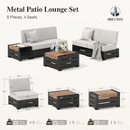 HERA'S HOUSE Patio Furniture Set 6-Piece, All Weather Outdoor Sectional Sofa with Coffee Table & Side Table, 5.9" Thick Waterproof Cushions, Modular Conversation Set for Garden, Deck, Backyard