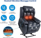 MAEVIS Power Recliner Chair, Lay Flat Sleeping Lift Chairs Recliner for Elderly with Heat and Massage,Comfy Real Breathable Leather Recliners with Dual OKIN Motor for Living Room (Blue)