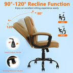 CLATINA Brown Office Computer Chair PU Leather Executive Swivel Adjustable Height Chairs with Upholstery Fixed armrest Mid-Back Leather Thick Cushion Office Chair Brown 4Pack