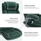 Large High Back Office Chair with Flip Arms- Executive Desk Chair with Locking Wheels, Adjustable Lumbar Support, Ergonomic Breathable Fabric Computer Chair Prevents Cats Scratching