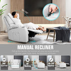 Rocking Recliner Chair, Massage Rocker Recliner Chair with Vibration Massage and Heat, 360° Swivel Recliner Chairs, Living Room, Bedroom, Nursery, RV, Grey